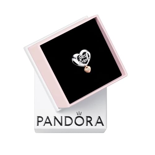 Love You Best Friend Heart Charm - Compatible Moments - Gift for Her - Made with Sterling Silver Rose - with Gift Box