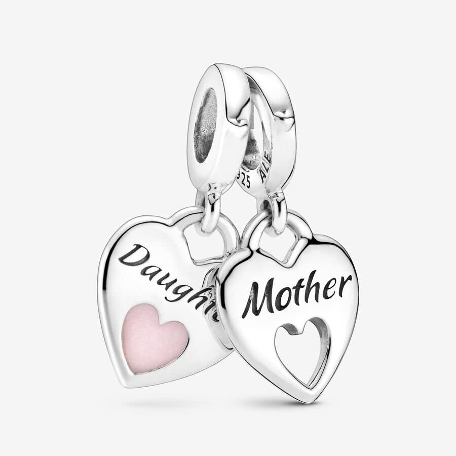 Double Heart Split Dangle Charm - Compatible Moments - Jewelry for Women - Gift for Her Made with Sterling Silver & Enamel - With Gift Box - Image 3